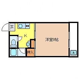 リバーサイド徳政 1Kの間取図画像