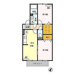フローラ中里 2DKの間取図画像