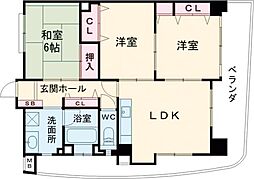 ロイヤルハイツ石黒 8階3LDKの間取り