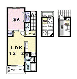 ウエスト・パル 1LDKの間取図画像