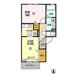 アヴェニール 1階1LDKの間取り