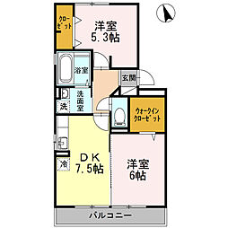 グランシャリオ2A 2DKの間取図画像