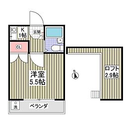 レオパレスブラウン第四 1Kの間取図画像