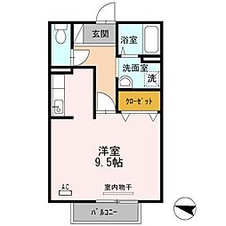 エクレール西三城B ワンルームの間取図画像