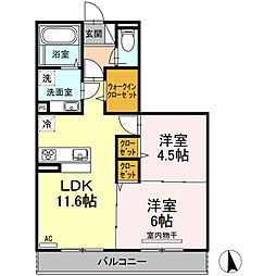 イーストヴィレッジ野口 2LDKの間取図画像