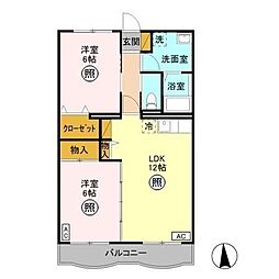 エディフィスＫＴ 3階2LDKの間取り