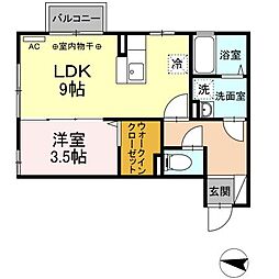 メルヴェイユ手形 1LDKの間取図画像