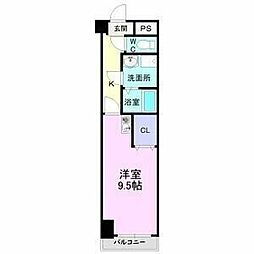 Reveur十一屋 1Kの間取図画像