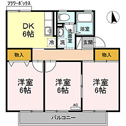 エスポワールB 3DKの間取図画像