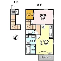 メゾン・ド・リヴェール 1LDKの間取図画像