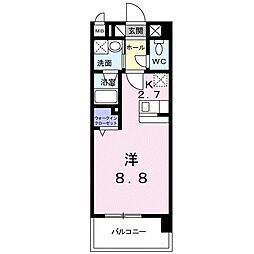 エルモソピソ ワンルームの間取図画像