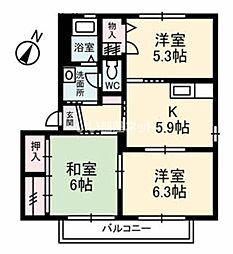 メゾン樅の木　Ａ棟 1階3Kの間取り
