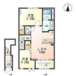 マイハーモニースターテラス 2LDKの間取図画像