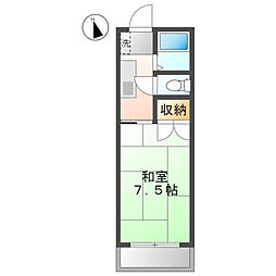 プレアール老松町2 1Kの間取図画像
