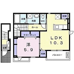 エバーグリーンKM1 1LDKの間取図画像