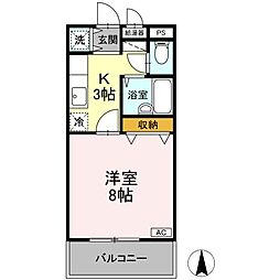 グリーンヒル21 1Kの間取図画像