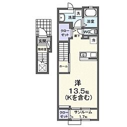 レジデンス唐津　I 2階ワンルームの間取り