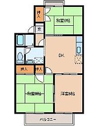 トゥインクルコート1番館 2階3DKの間取り