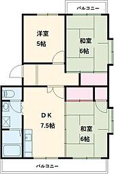 パラシオン平成 2階3DKの間取り