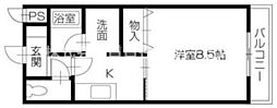 フレグランス藍住2 1Kの間取図画像
