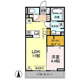 アクシア西本町 1LDKの間取図画像
