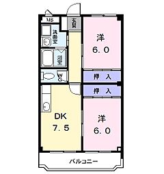 パークサイドひろ 2DKの間取図画像