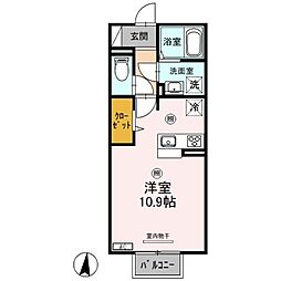 東武伊勢崎線 太田駅 徒歩27分の賃貸アパート 2階ワンルームの間取り