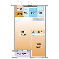 ハートフルコパン　はやし 1階1LDKの間取り