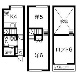 エクセルシャトー国見B棟 1階2Kの間取り