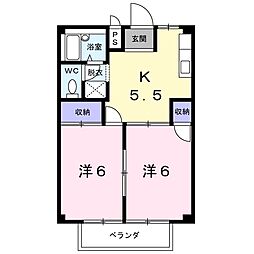 シティーハイツ西村 2Kの間取図画像