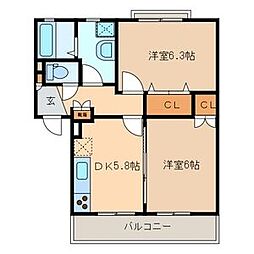 エスポアール・アン 2Kの間取図画像