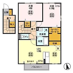 ビューフォレストC 2LDKの間取図画像
