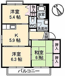 バリュージュヤシマ　Ｂ棟 1階3Kの間取り