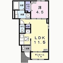 ブリアングラス 1LDKの間取図画像