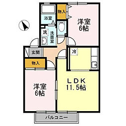 ハイカムールのぞみ　Ａ 103 1階2LDKの間取り