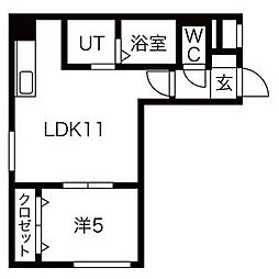 ヴィンテージ 3階1LDKの間取り