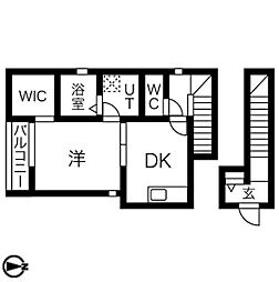 神鉄粟生線 三木上の丸駅 徒歩3分の賃貸アパート 2階1DKの間取り