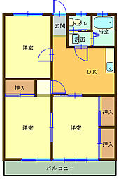 コーポ山形 3DKの間取図画像
