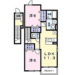 プリムローズ・M1 2LDKの間取図画像