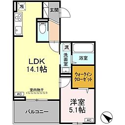 セントラルヒルズ 1LDKの間取図画像
