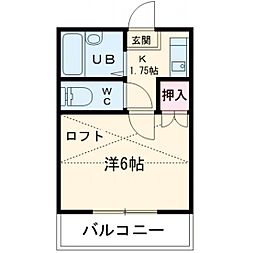 グレースモア 1Kの間取図画像