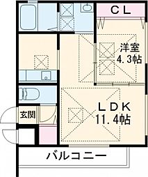 Ｗｉｌｌ　Ｓｔｙｌｅ　陣原　Ｒ 1階1LDKの間取り
