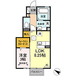 アバンサール 1LDKの間取図画像