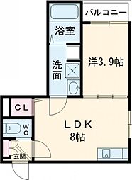 gloria hanatenII 1階1LDKの間取り