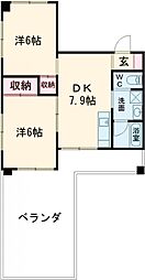 第二伊藤ビル 3階2DKの間取り