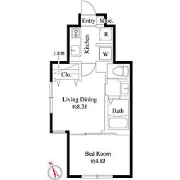 サウスコベントガーデン 1階1LDKの間取り