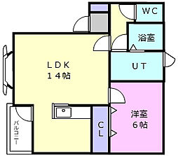 レインボーハウス拓勇No.40 1LDKの間取図画像