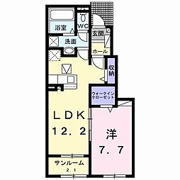 ルピナスB 1LDKの間取図画像