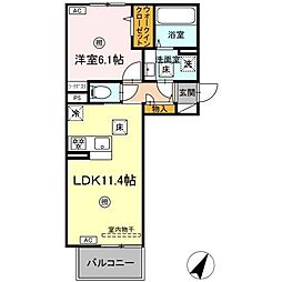 クリスタルパークテラス 1LDKの間取図画像