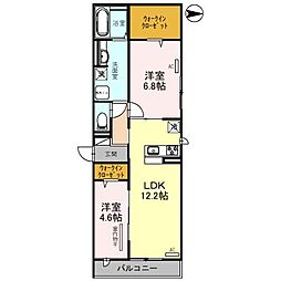 ラベルメール鳳 2LDKの間取図画像